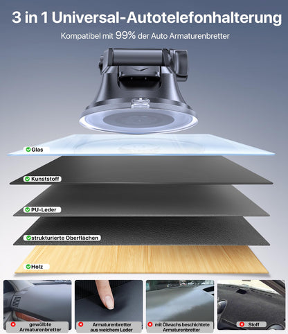 Miracase car phone holder Universal [Strong suction cup and metal hook] car phone mount vent dashboard windshield phone holder for iPhone Galaxy All Smartphones