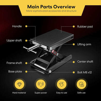 VIVOHOME Motorcycle Lift Scissor Jack Steel Wide Deck Hoist Crank Center Stand 500KG Capacity for Motorcycles ATVs Dirt Bikes