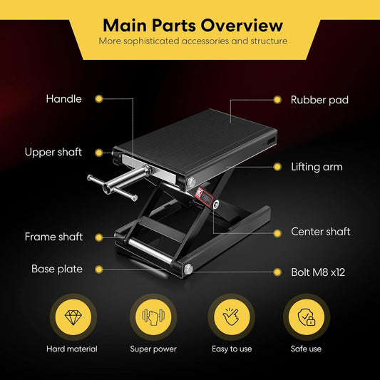 VIVOHOME Motorcycle Lift Scissor Jack Steel Wide Deck Hoist Crank Center Stand 500KG Capacity for Motorcycles ATVs Dirt Bikes