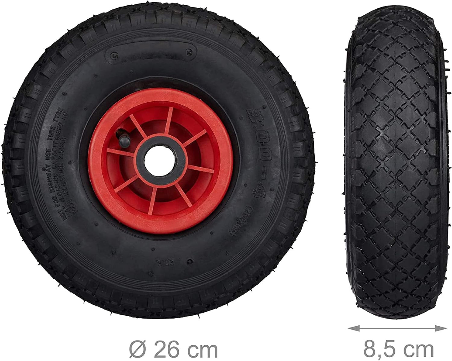 1637X Casters - Pair of 3.00-4 (260x85mm) pneumatic tires