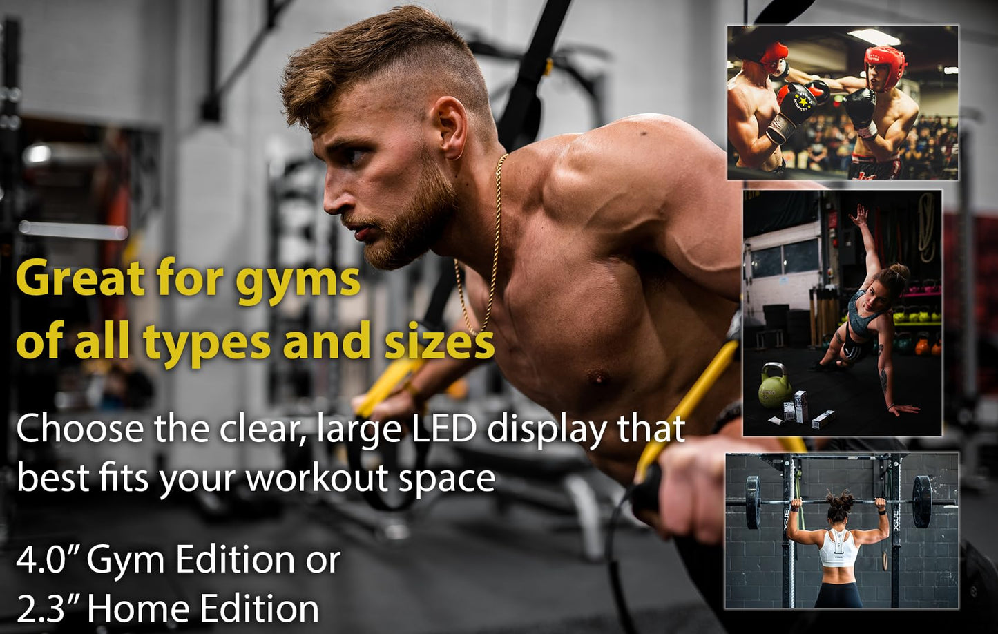 GymNext Flex Timer Wall Clock Digital - Gym Edition - Interval Timer for gym workouts - Control via mobile app using Bluetooth - XXL Wall Clock