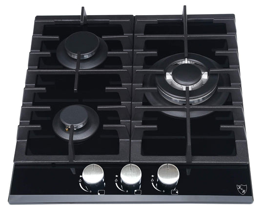 K&H Glass Gas Cooktop 45cm [3 ZONES] - Gas burners natural gas - Wok burner - Thermocouple flame failure safety device - 3Z-45 - Stand-alone - Gas-operated - Tempered safety glass - Auto shut-off