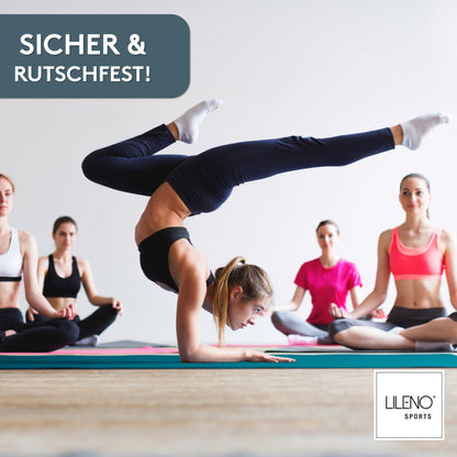 LILENO SPORTS Yoga Mat Caribbean Sea (180x60cm) - Extra non-slip sports and yoga mat in 4mm thickness - Gymnastics and fitness mat for workout and yoga - Sports mat for home