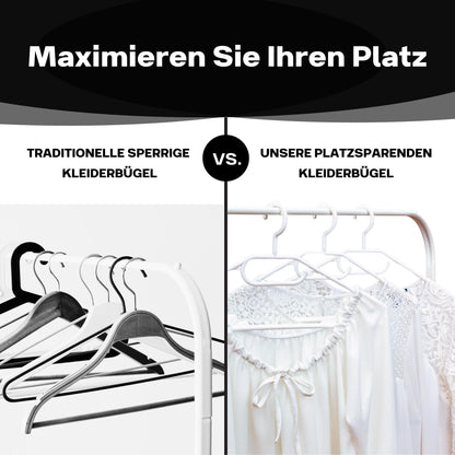 50 plastic white clothes hangers with swivel hooks, 41 cm plastic white hangers, 50 pieces Made in EU, 100% recycled material, model Lea.