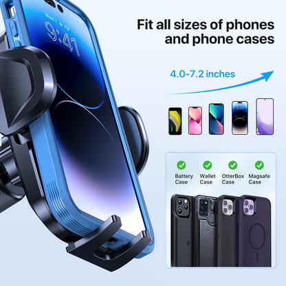 Miracase car phone holder [Improved suction cup & metal double hook] Phone holder for car air vent dashboard windshield, car phone holder for iPhone Samsung Galaxy all smartphones
