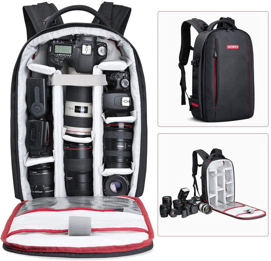 Beschoi Camera Backpack Waterproof Bag with Laptop Compartment for Canon Sony Nikon Olympus SLR/DSLR Camera, Lens and Accessories, Large (Black)