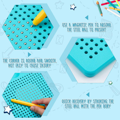I bought 2 small magnetic drawing boards with pen, magnetic drawing board with steel ball, magnetic drawing tablet, whiteboard for educational gifts (black, lake blue).
