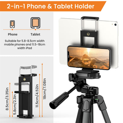 Mobile Tripod, Upgrade 172cm/67inch Camera Tripod for Smartphone iPad with Phone Holder and Remote Control, Lightweight Tripod Stand for iPhone/Samsung/Huawei/Ringlight