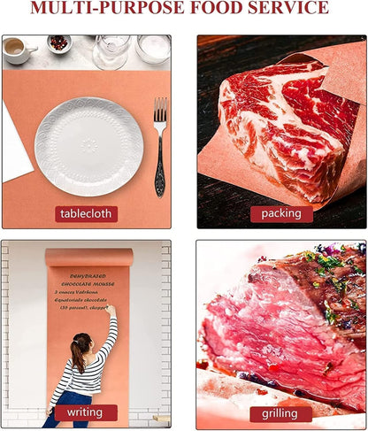 Butcher paper for smoking meat, FDA approved Kraft paper for grilling, smoking, or wrapping fish and meat. Pink butcher paper roll 30cm x 30m.