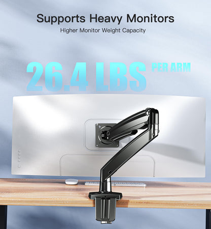 HUANUO Monitor Mount for 13 to 40 inch screens, Adjustable monitor arm holds 2-12 kg, Adjustable screen holder with USB port, High monitor stand supports VESA 75/100 mm.