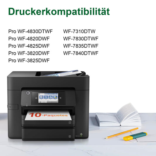 Denver 405XL Multipack Compatible for Epson 405 405XL for Epson Workforce Pro WF-4820 Cartridges WF-4830 WF-3820 WF-3825 WF-4825 WF-7830 WF-7835 WF-7840 Printers (405XL 4Black 2Cyan 2Magenta 2Yellow)
