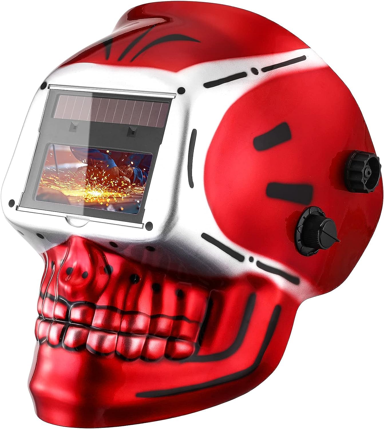 DEKO Solar Powered Welding Helmet Automatic Welding Helmet Professional Hood with Adjustable Shade Range 4/9-13 for Mig Tig Arc Welding Mask Skull Design