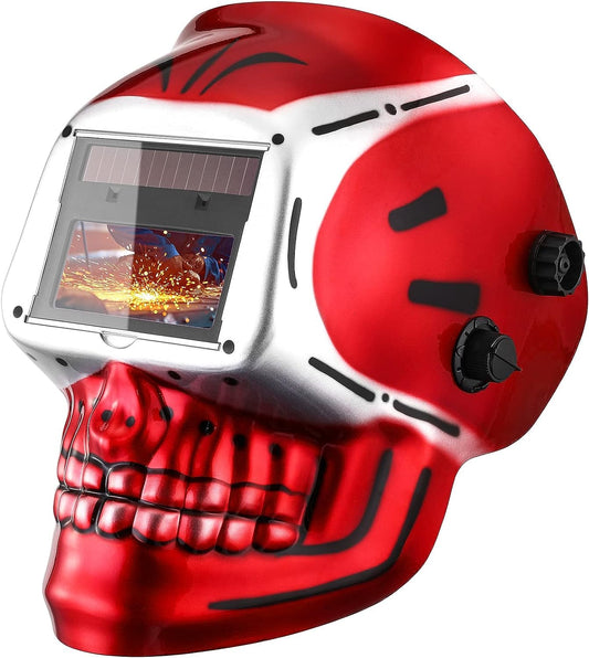 DEKO Solar Powered Welding Helmet Automatic Welding Helmet Professional Hood with Adjustable Shade Range 4/9-13 for Mig Tig Arc Welding Mask Skull Design