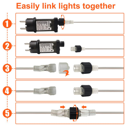 200 LED Light Tube String Lights, 23m Warm White Outdoor Light Tube String with Remote Control, 8 Modes LED String Lights for Christmas Indoor Outdoor
