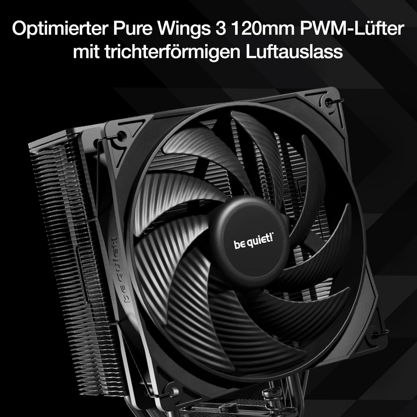 be quiet! Pure Rock 3 Black air cooler, very high cooling performance, 4 high-performance heat pipes with HDT technology, optimized Pure Wings 3 120mm PWM fan, pre-installed mounting bracket.