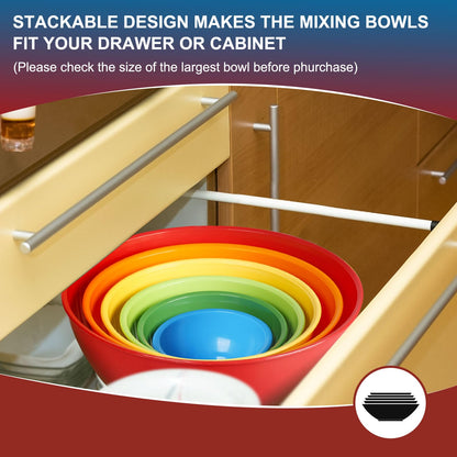 Greentainer salad bowl set with lid, 12-piece plastic mixing bowl set, Stackable mixing bowls with lids for kitchen, Large bowl for baking, Mixing bowls ideal for mixing and serving.