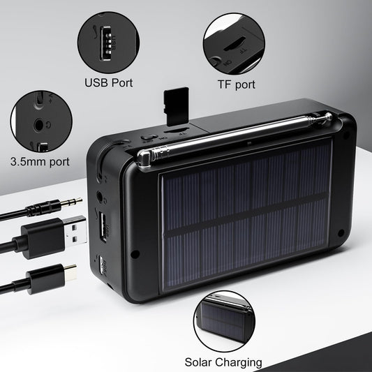 Gallypek portable DAB radio, DAB plus radio FM radio with Bluetooth 5.0 & 80 presets kitchen radio with cable or 2000mAh battery, supports solar & USB charging USB flash drive/TF/AUX connection.