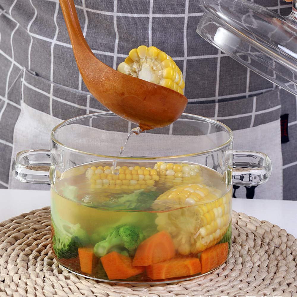 TAMUME 1000ML Glass Bowl for Microwave Glass Pan for the Microwave Not Suitable for Stovetops, Brown Glass Pot with Lid and Handles