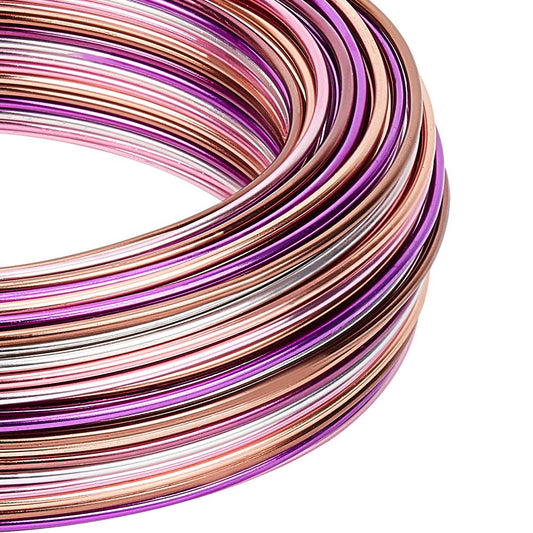 BENECREAT Multicolor Jewelry Craft Aluminum Wire (15 Gauge/1.5mm, 136 ft/41m) Bendable metal wire with storage box for jewelry beads craft project - Silver, Pink, Brown, Purple, Siena.
