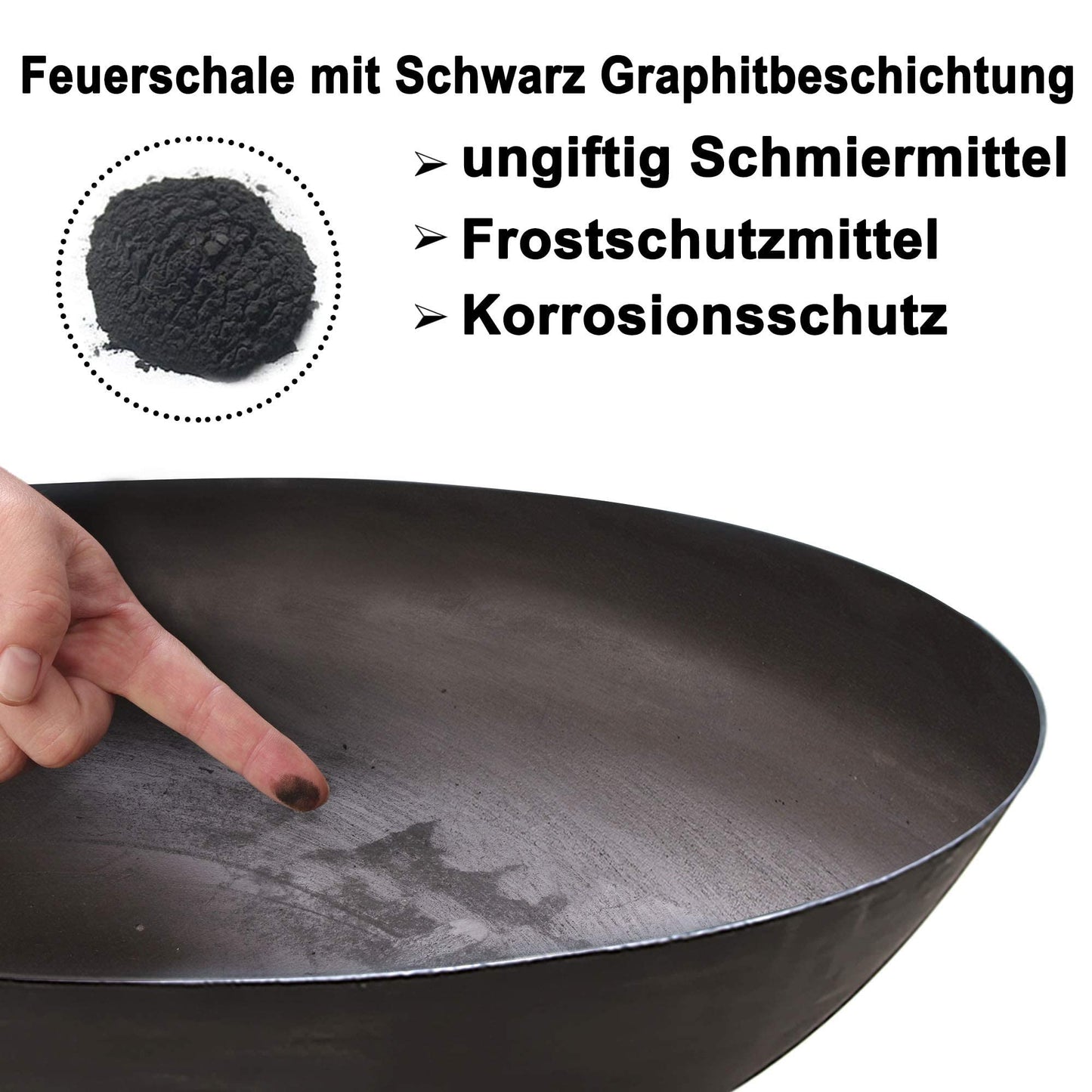 Köhko fire bowl Marbela-XL approx. 55x55x23 cm made of steel with 3 feet for barbecue evening garden fire BBQ camping wonderful evening at the beach garden yard terrace grill evening
