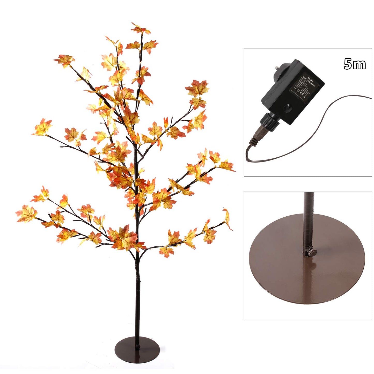 CCLIFE LED Light Tree Indoor Outdoor Christmas, LED Tree Indoor, Maple Leaf Light Decoration, Warm White, IP44, 150cm, 120LED, CushHom