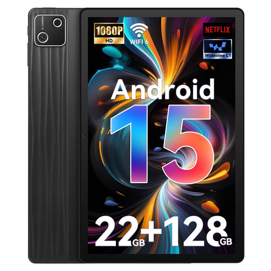 Whitedeer Android 15 Tablet 10 inch 22GB+128GB+1TB TF Octa Core and Widevine L1, Wi-Fi 6G/BT 5.3, 6200mAh Gaming Tablet Android, Dual 5+8MP, Computer mode supported - Black