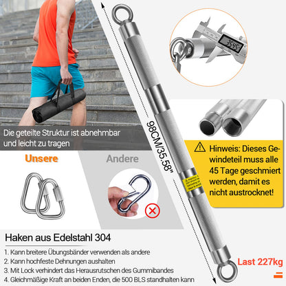 DASKING Fitness Bands Strength Training with Bar, Resistance Bands Set- 4 Resistance Bands, 98cm Detachable Fitness Bar, Handles for Pull-Up Bands - Home Fitness Equipment, Home Gym Sport Equipment