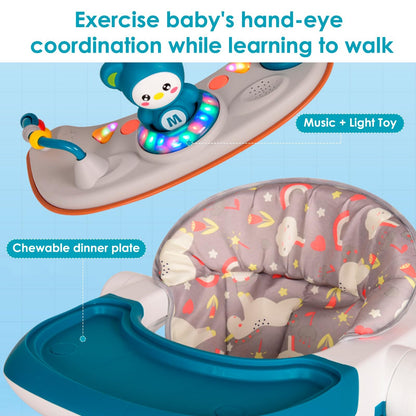 Baby walker, 3-in-1 walker from sitting to standing, multiple removable modes, entertainment-learning baby activity table for babies, boys, and girls.