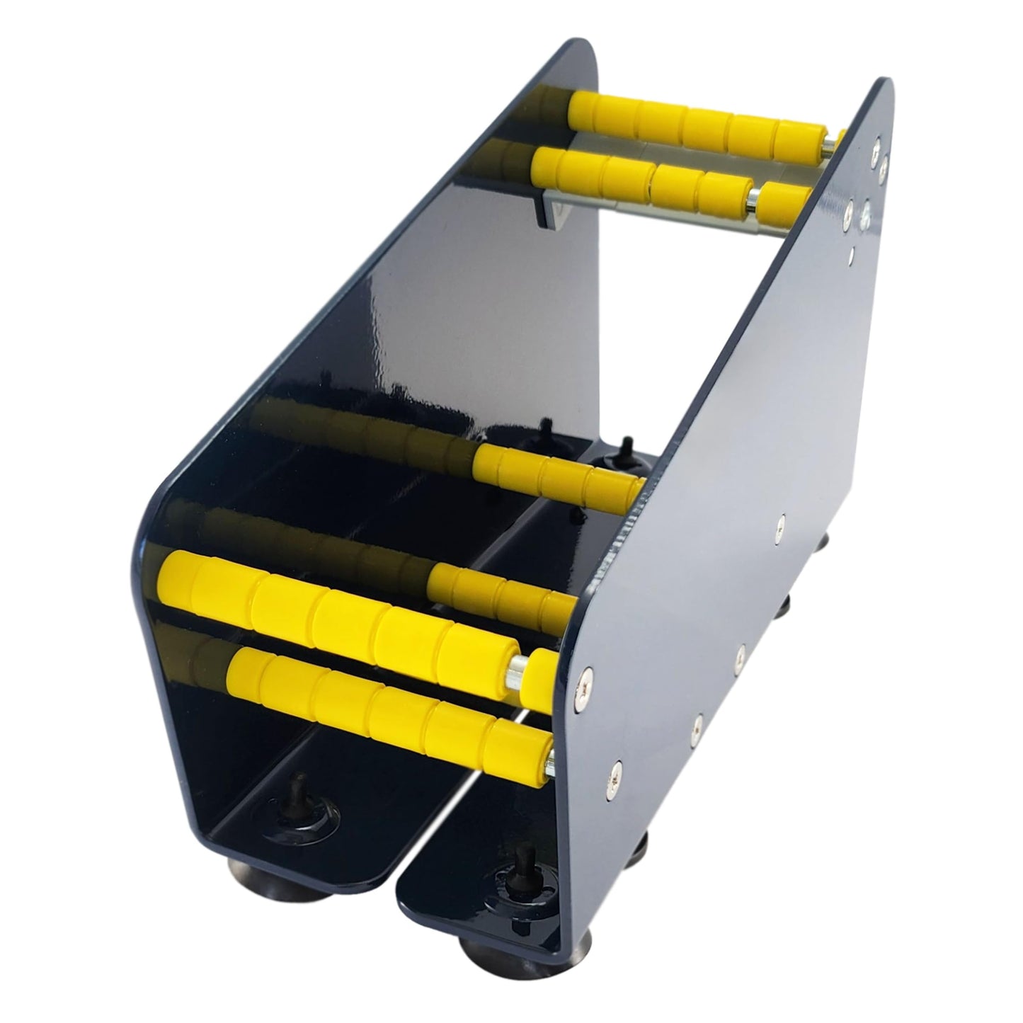 Label dispenser | Manual dispenser for adhesive dots & labels | Selectable usable width | With suction cups | Made of sturdy metal | Tabletop device / 75 mm usable width, without roll separator