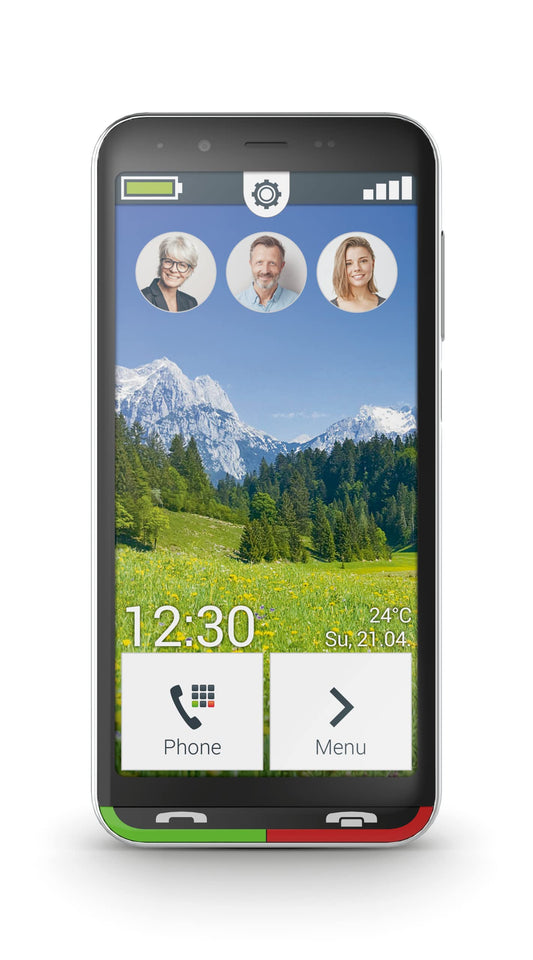 Emporia Super Easy - 4G smartphone, easy to use, SOS button, 4.95-inch display, 32 GB, 3 GB RAM, 13 Mpx camera, Android 10, charging station, Black (Italy)