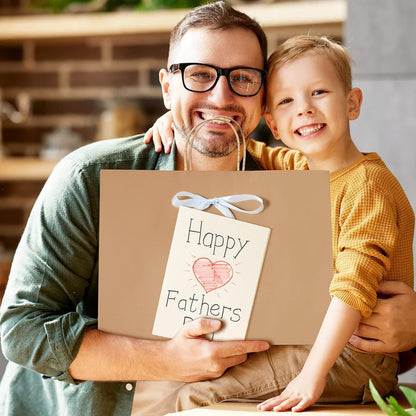 Switory 25pcs Brown Paper Bags with Handle - 41 x 15 x 30 cm Large Gift Bags Kraft Paper Bags for Shopping, DIY, Stores, Birthday, Party