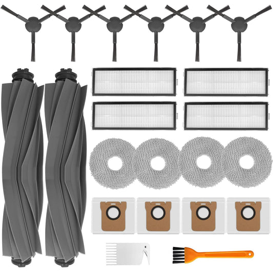 Bibemorol Accessories for Dreame L10s Ultra/L10 Ultra Robot Vacuum, includes 2 main brushes, 4 dust bags, 4 HEPA filters, 4 mopping cloths, 6 side brushes, 2 cleaning brushes (Black)