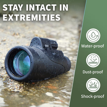 Gosky Titan 12x50 HD Prism Monocular and Quick Smartphone Holder - Waterproof Scope - Bak4 Prism for Bird Watching, Hunting, Wildlife scenery