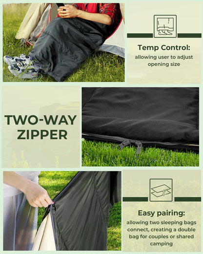 Outdoor sleeping bag, Ohuhu compact & ultralight (860g) for summer, portable lightweight waterproof blanket sleeping bag with compression sack for camping, backpacking, hiking, traveling, black