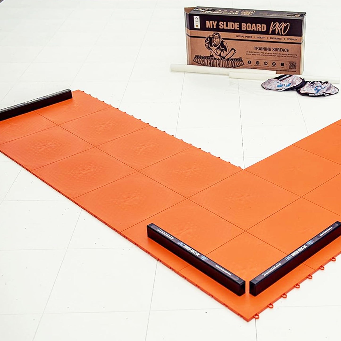 Hockey Revolution Slideboard PRO - Workout Slide Board for Hockey, Skating, Tennis, Running, Skiing - Adjustable length - Used by Pros/Cardio Workout - Easy to Use and Store