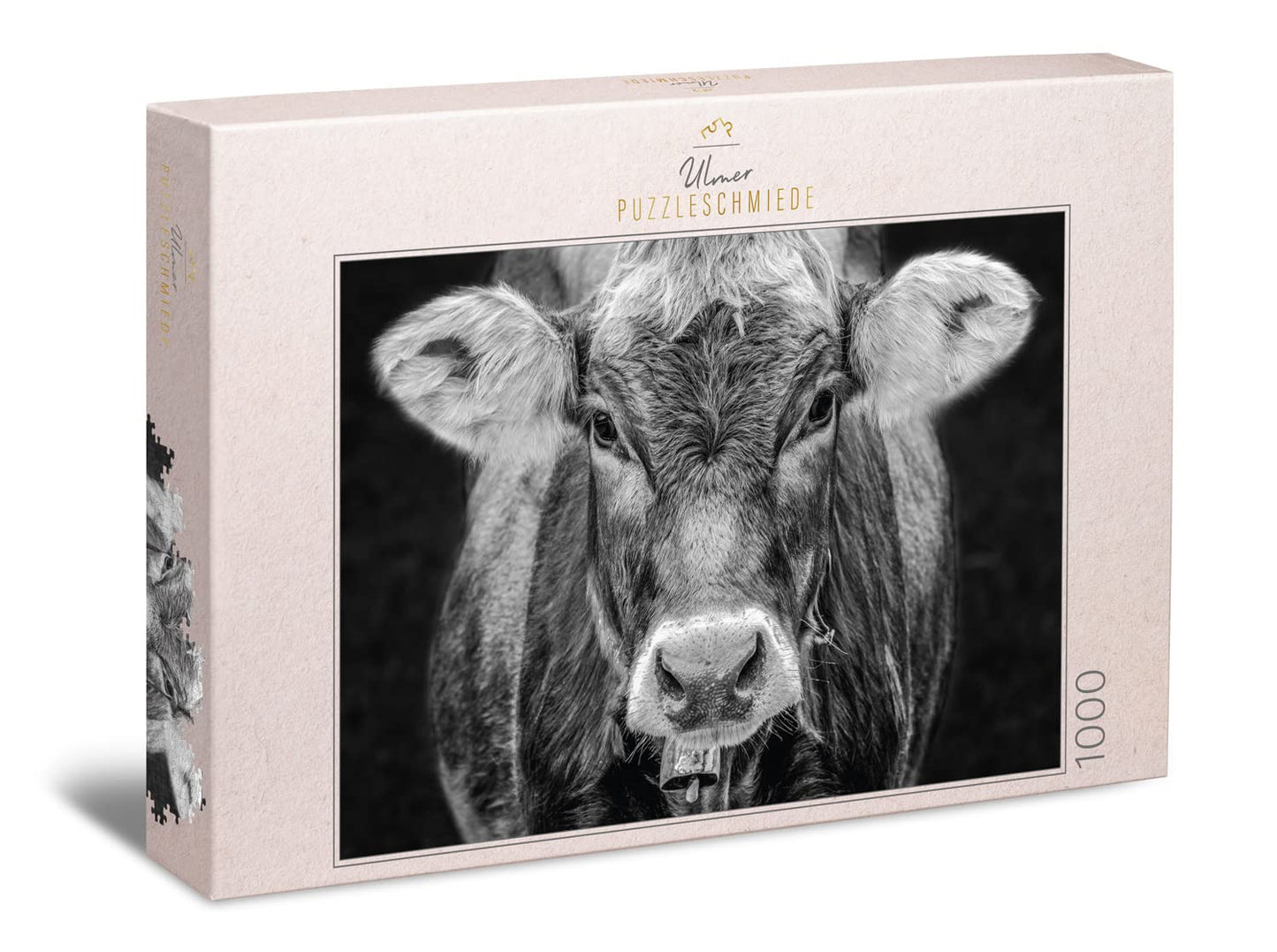 Ulmer Puzzle Forge - Puzzle "Allgäu" - Original 1000 piece cow design - Portrait of the cow as a stylish animal portrait photo - Puzzle quality Made in Germany.