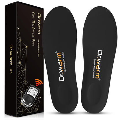Dr. Warm Heated Insoles, Remote Control Thermal Insoles, Rechargeable Heated Shoe Inserts for Men & Women, Foot Warmers for Camping, Hiking, Skiing, and Outdoor Work (Black, S)