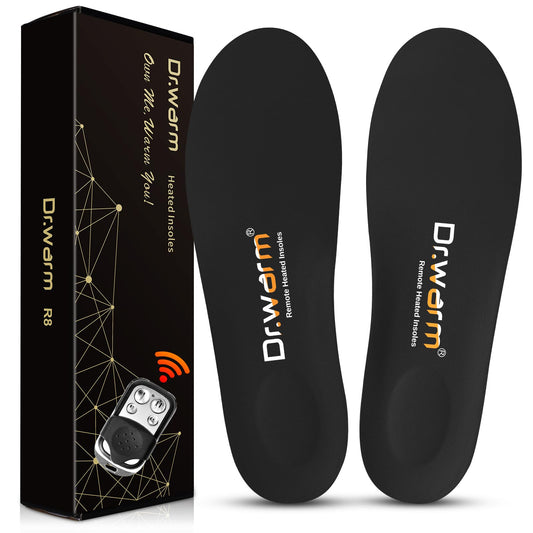 Dr. Warm Heated Insoles, Remote Control Thermal Insoles, Rechargeable Heated Shoe Inserts for Men & Women, Foot Warmers for Camping, Hiking, Skiing, and Outdoor Work (Black, S)