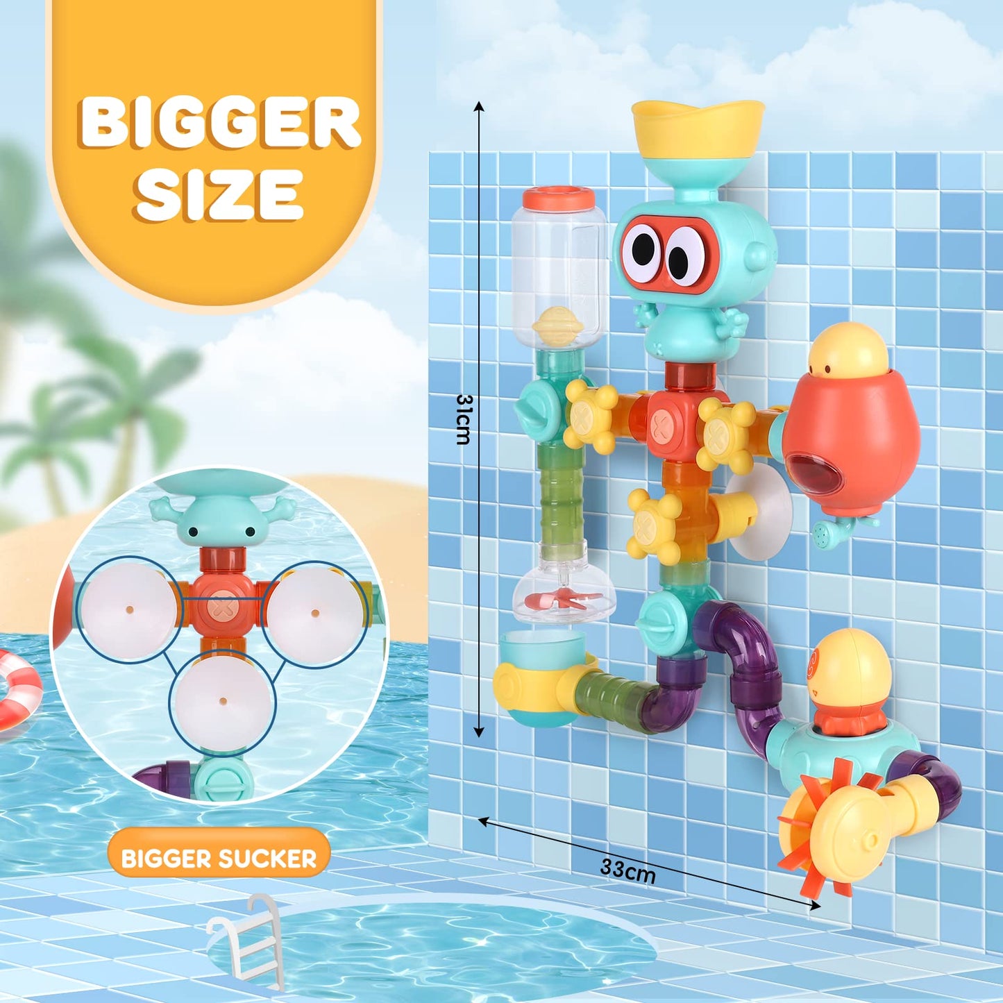Japace bathtub toys, bath toys for 2 3 4 5 year olds, water toys bathtub toy baby, children's bath fun gift for girls and boys.