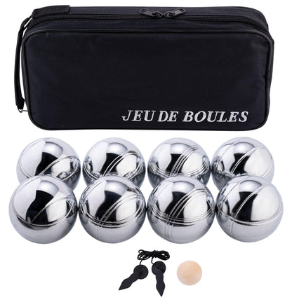 Engelhart - 010203 - Carrying bag with 8 Petanque Boules - Including distance measurer - Practical bag - Outdoor game - Metal boules and wooden cochonnet - Ages 6+