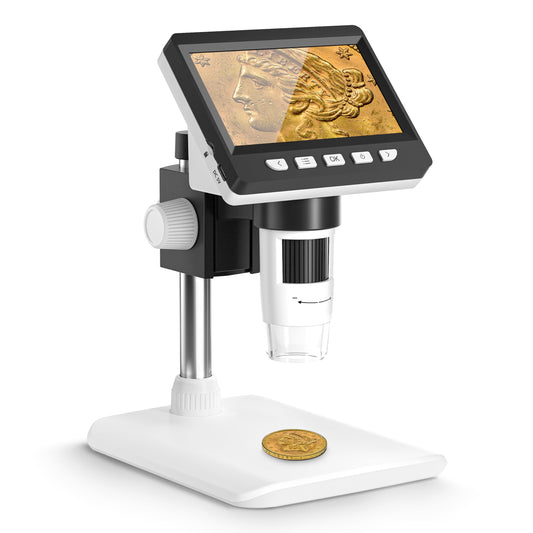 CIMELR 4.3" Digital Microscope, 50X-1000X resolution, USB microscope with 8 adjustable LEDs, microscope for adults/kids (307-B)