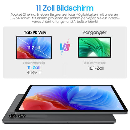 Blackview Tab90 WiFi Android 15 Tablet 11 inch, 12GB RAM, 128GB storage (expandable to 2TB), Widevine L1 display, Octa-core T606, 8200mAh battery, 5G WiFi, dual 13MP+8MP cameras, GMS, BT 5.0