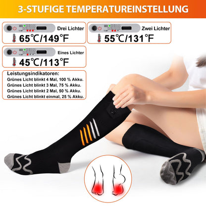 Heated socks, APP Smart Electric Warm Socks 2X5000mAh Heated Ski Socks Thickened Rechargeable Heated Socks, 360° warmth in the forefoot area Winter foot warmer Warm socks For Men Women