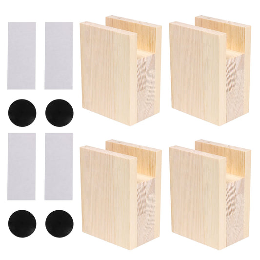 Furniture legs, 10 x 7 x 13.5 cm, groove width 4 cm, wood, table, desk, bed risers, furniture legs, 4 pieces
