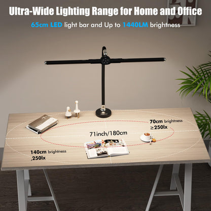 LED Dimmable Desk Lamp 24W Eye-Caring Daylight Office Table Lamp Desk Monitor Lamp Gooseneck Task Light for Home Office Architect Lamp, 6 Touch Functions