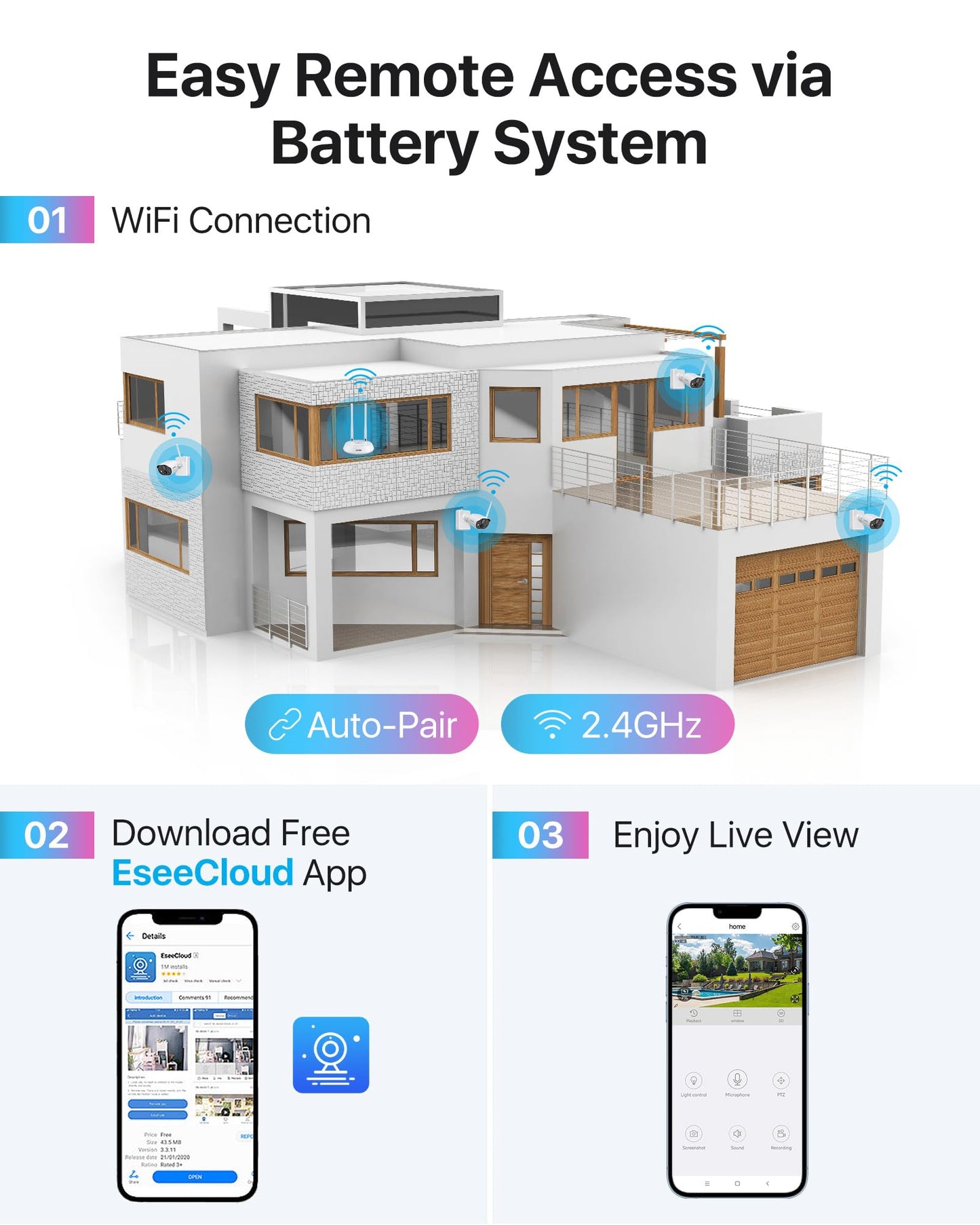 ZOSI 2K Wireless Battery Outdoor Surveillance Camera, 3MP WiFi Battery Camera with Spotlight, 2-Way Audio, Person Detection, C309