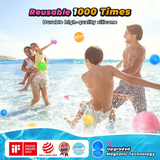 8 reusable water balloons, pool toys for boys and girls, water toys for beach and outdoor activities for kids aged 3-12, summer water toy.