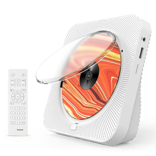 Liphier Portable Bluetooth Music CD Player - Desktop Multifunctional Kpop CD Player with HiFi Sound Speakers, LED Screen, Dust Cover, Remote Control.