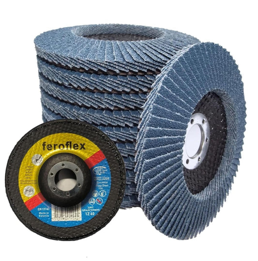100 pieces of Feroflex® professional quality flap discs flap discs grinding discs grinding mop wheels 125 mm grit 40