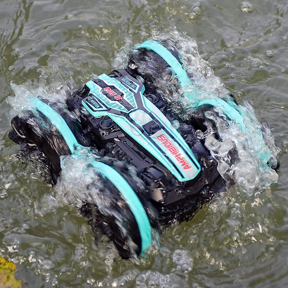 Amazing AmazeFun amphibious remote control car, gesture sensor 4WD remote control off-road toy car for kids, 360-degree rotating 4,5,6,7,8+ years old kids' gifts.
